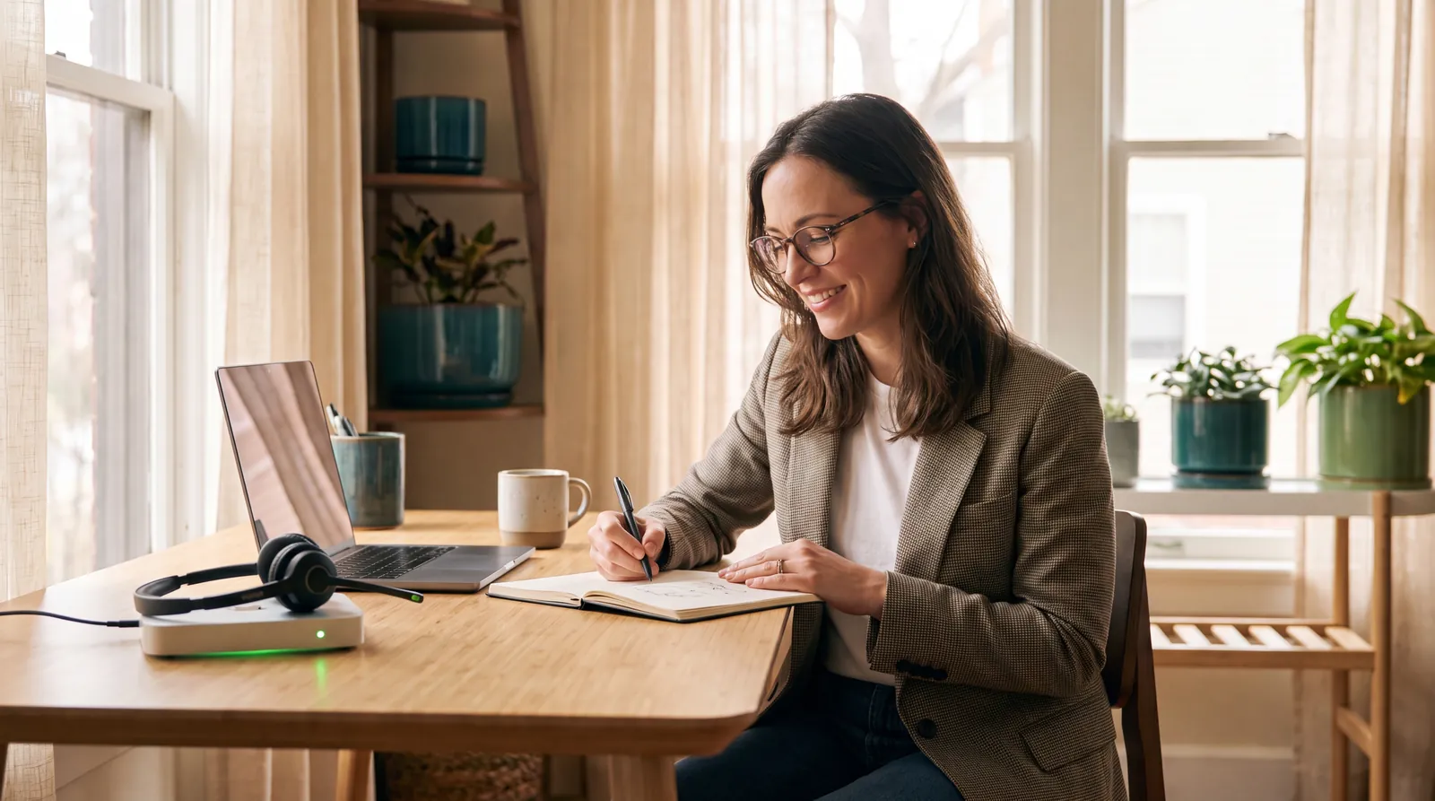 A sales professional focusing on high-value work while voice AI handles routine follow-up calls